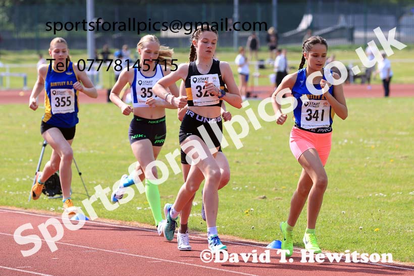 Girls Under-15s 1500 metres, 2024 North Eastern Track and Field Champs., Middlesbrough.  Photo: David T. Hewitson/Sports for All Pics